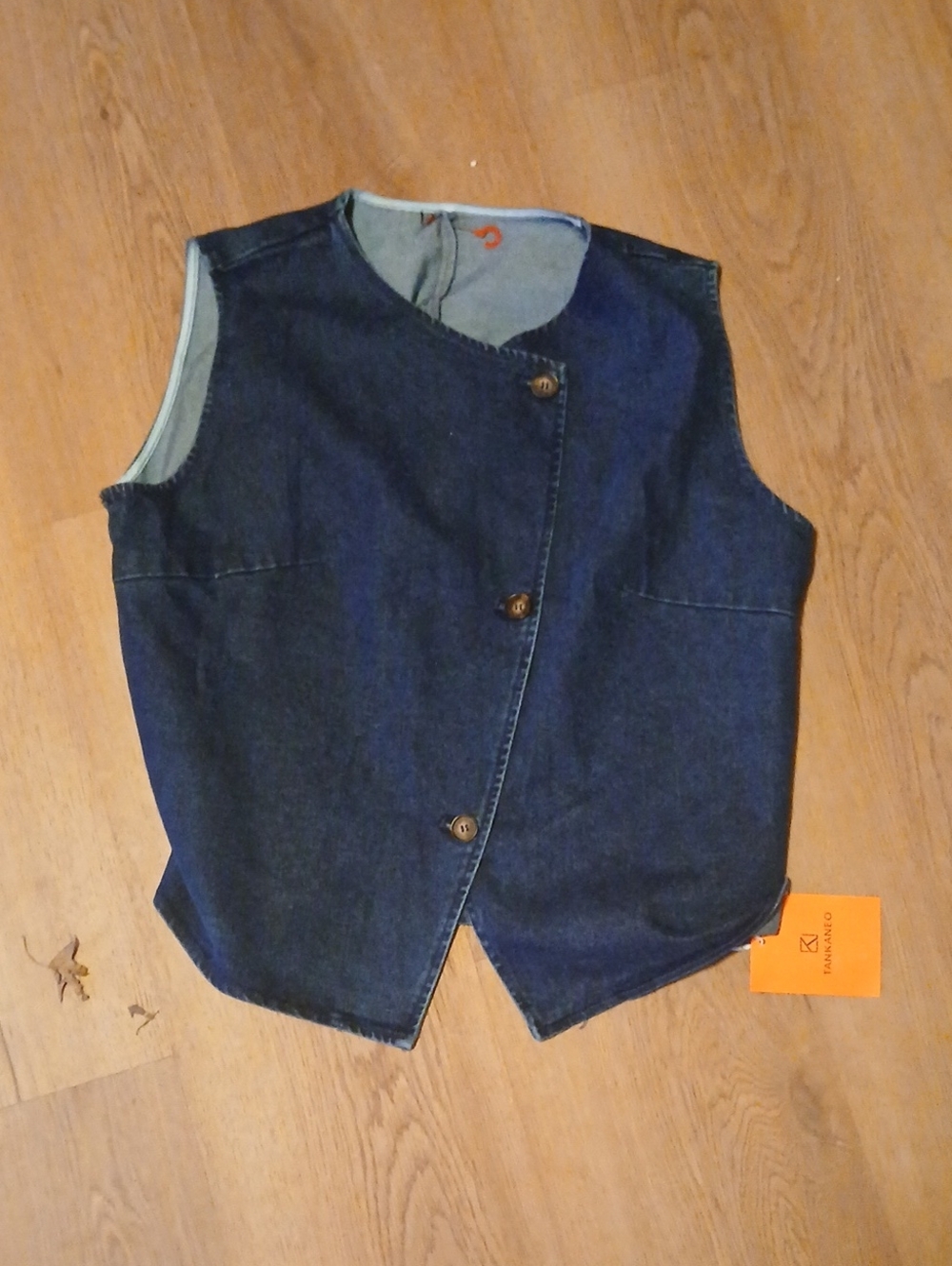 Womens Dark Blue Denim Vest Jacket - Sleeveless Layering Piece